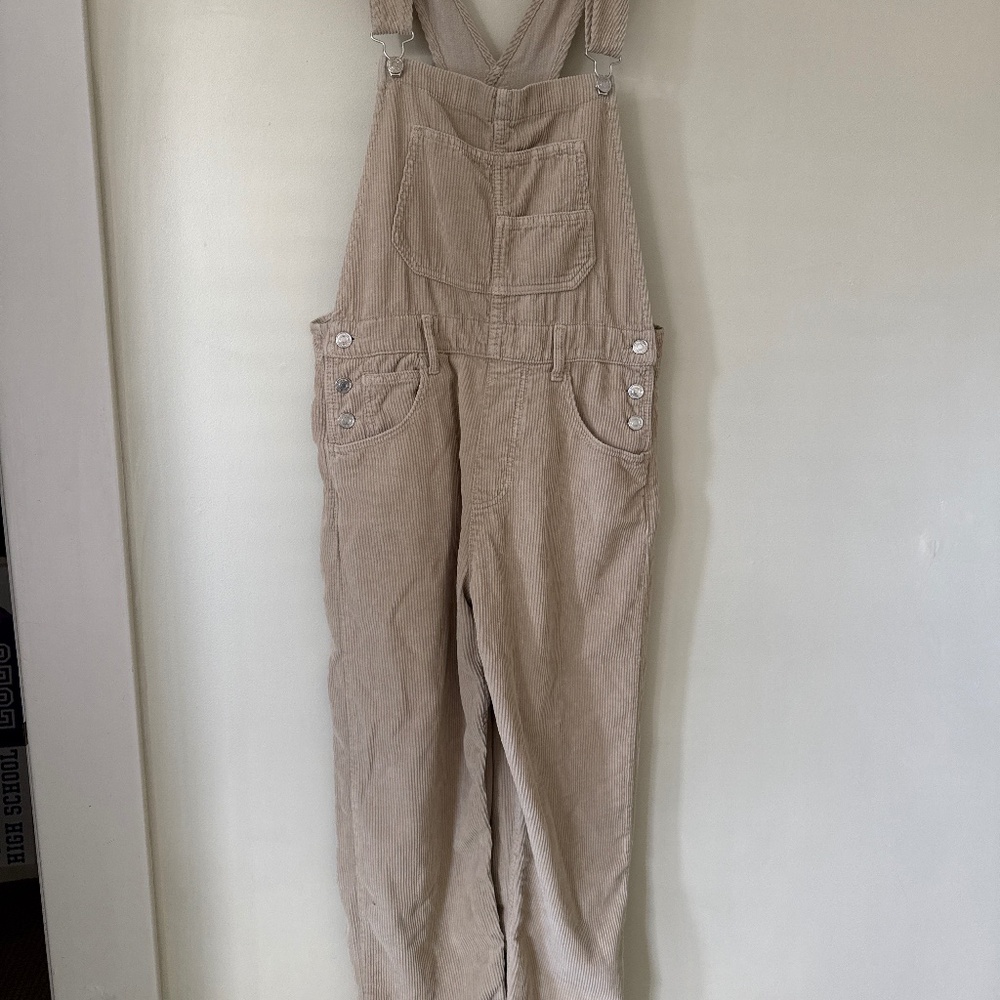 We The Free Beige Corduroy Overalls